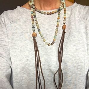 Leather, Stone, silk rope